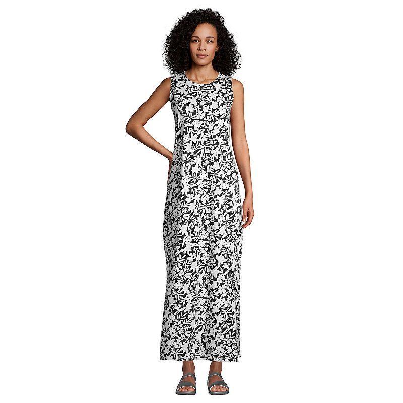 Womens Lands End High Neck Cover-Up Maxi Dress Black Product Image