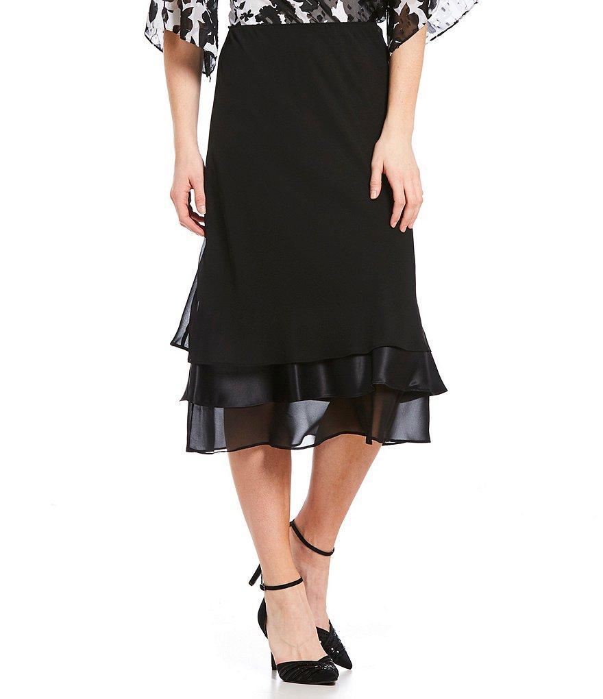 Alex Evenings Triple Tier Hem A-Line Midi Skirt product image