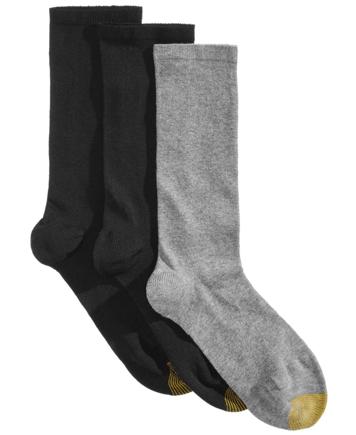 Gold Toe Womens 3-Pack Wellness Non-Binding Flat Knit Crew Socks Product Image