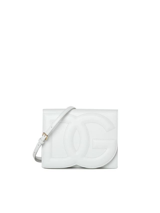 Logo Bag Shoulder Bag In Calfskin In White Product Image