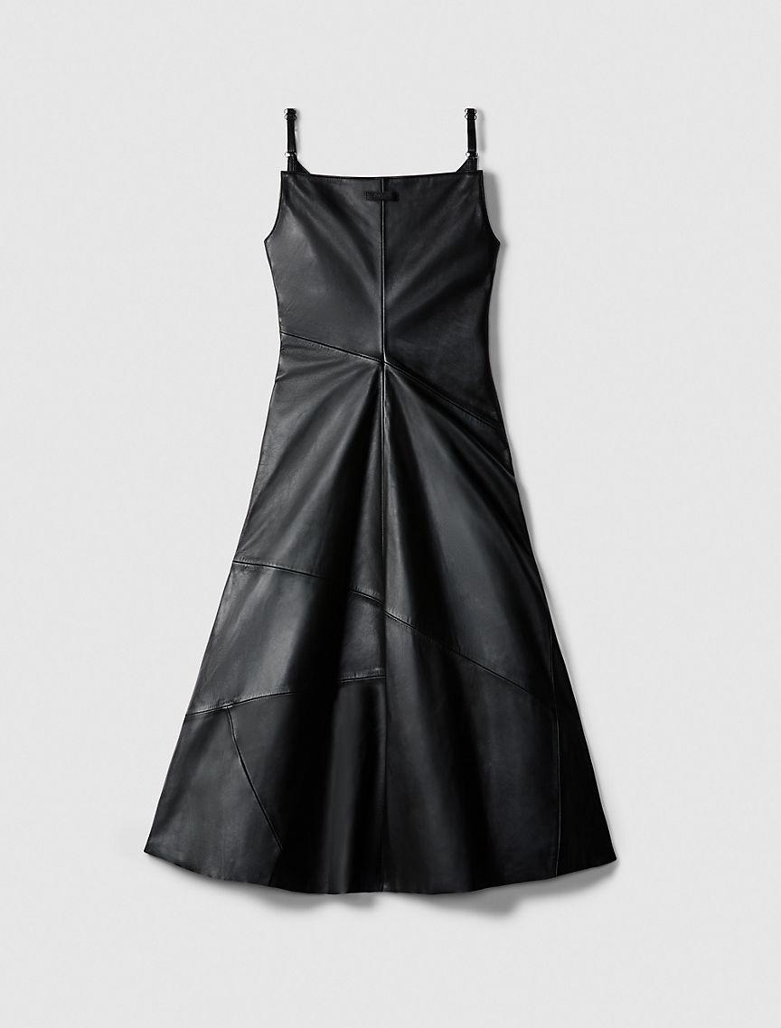 Leather Sleeveless Midi Dress Product Image