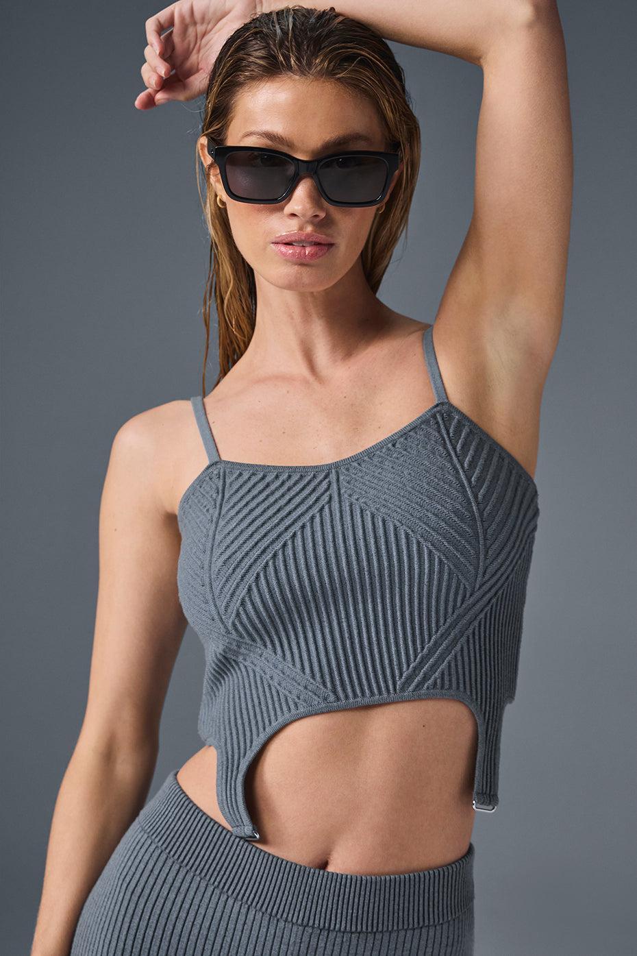 Denim Knit Garter Tank - Steel Grey/Anthracite Female Product Image