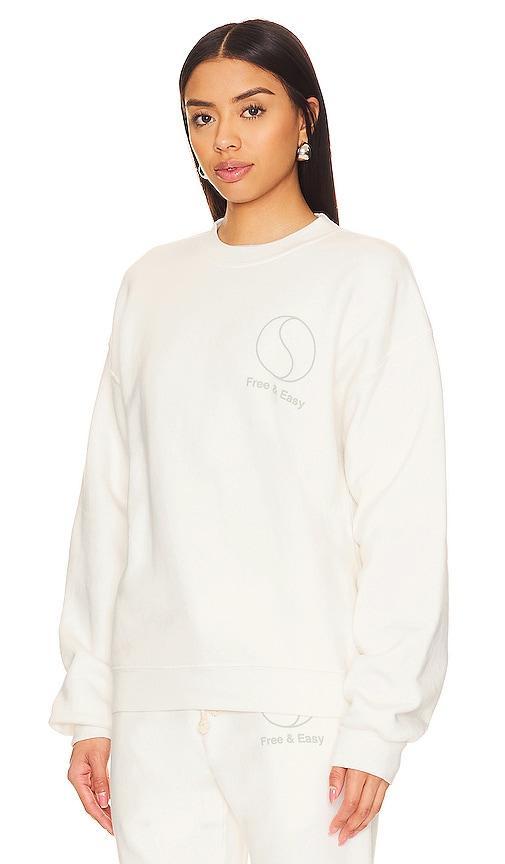 Free & Easy Yin Yang Heavy Fleece Sweatshirt in Cream. Size S. Product Image