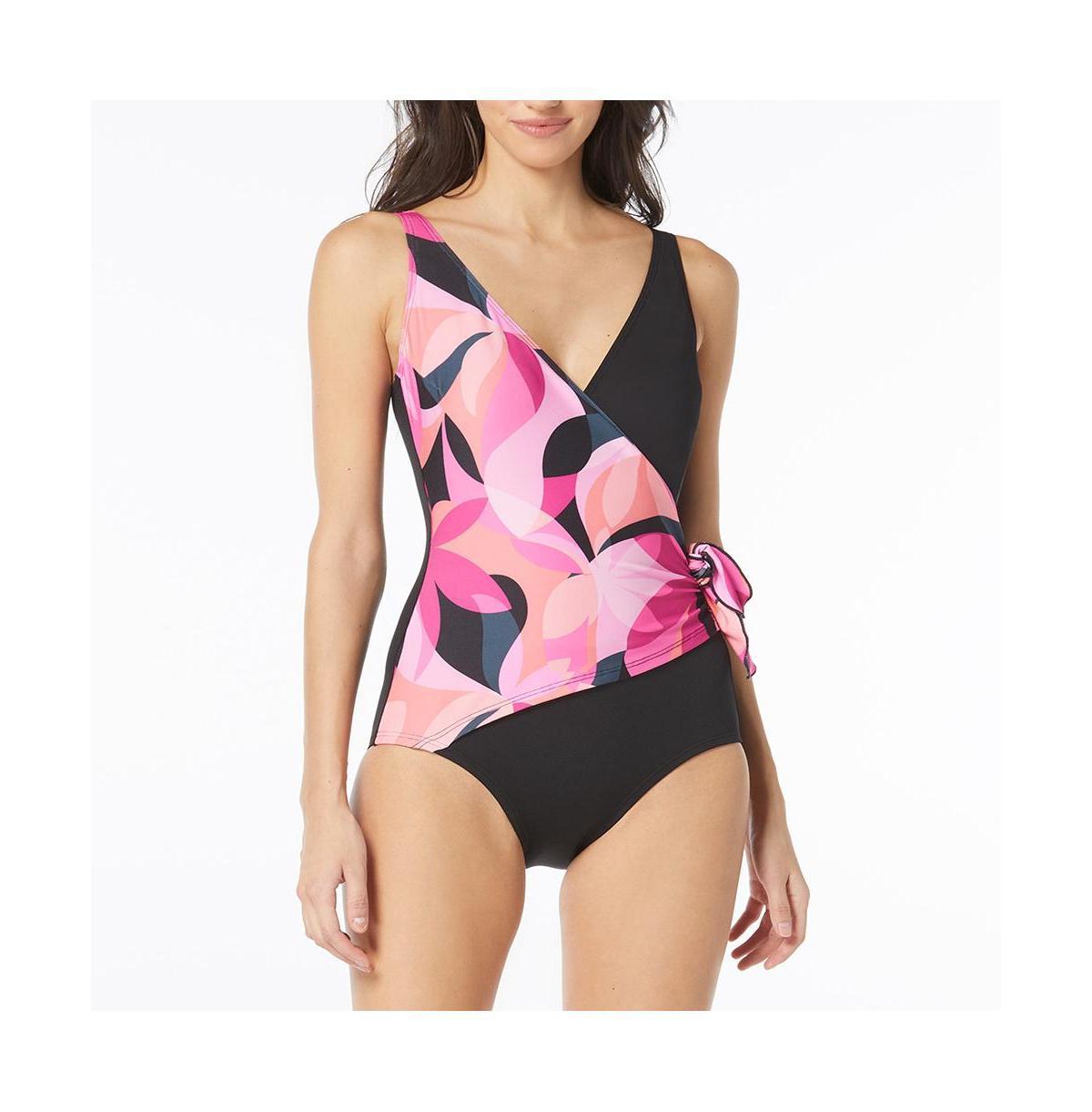 Gabar Womens Missy Island Abstract Surplice one piece swimsuit Product Image