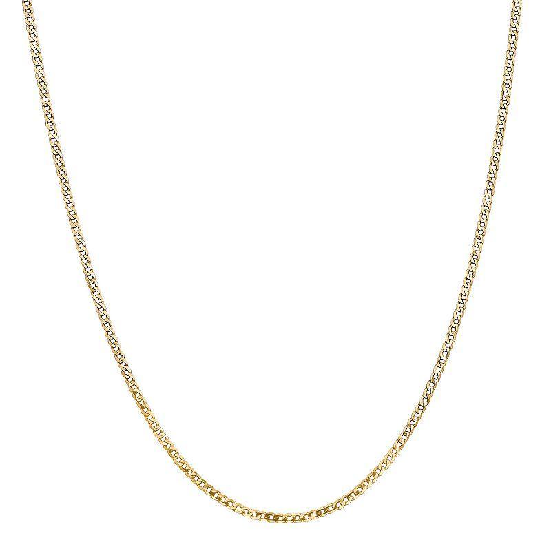 14k Gold Beveled Curb Chain Necklace, Womens Product Image