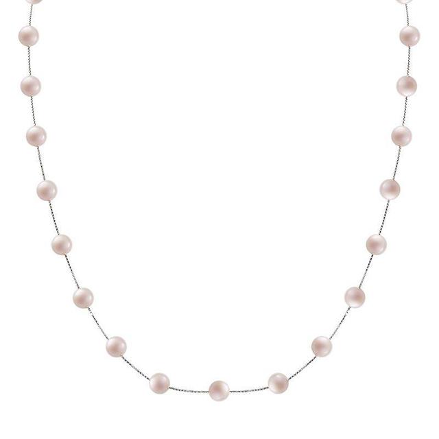 14k White Gold Dyed Freshwater Cultured Pearl Station Necklace, Womens Product Image