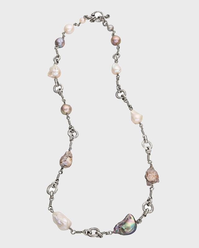 Womens Pearlicious Sterling Silver & Baroque Pearl Toggle Necklace Product Image