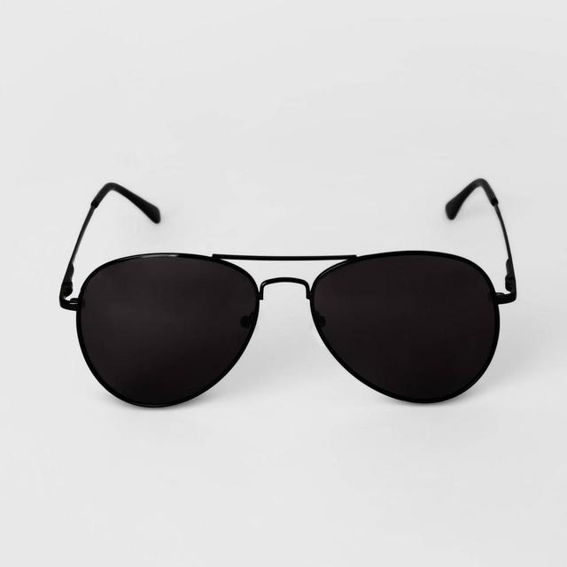 Mens Aviator Metal Sunglasses - Goodfellow & Co Black Product Image