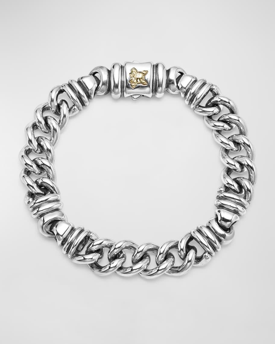 Men's Sterling Silver and 18K Gold Anthem Twist Curb Krunch Chain Bracelet, Size 8 Product Image