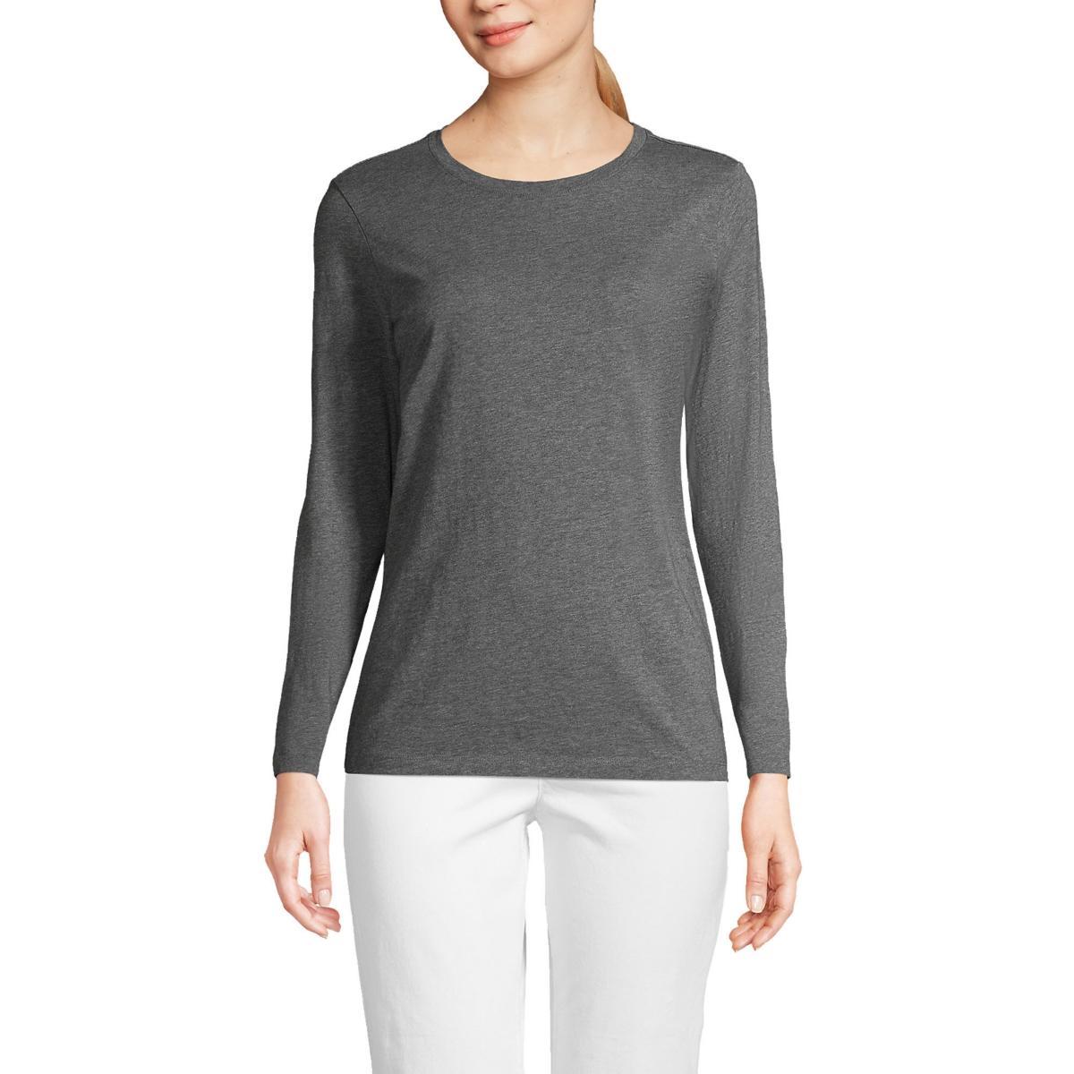 Petite Lands End Relaxed-Fit Supima Cotton Crewneck Tee, Womens Product Image