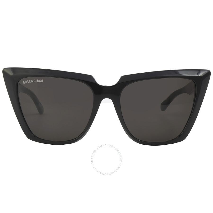 BALENCIAGA Grey Cat Eye Ladies Sunglasses Bb0046s 001 55 In Black / Grey Product Image