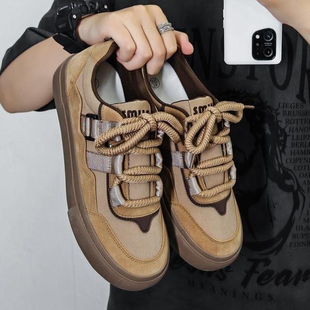 Color Block Lace-Up Sneakers Product Image