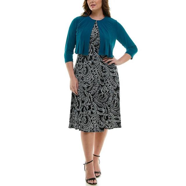 Womens Danny & Nicole 2-pc. Cardigan & Patterned Dress Set Product Image