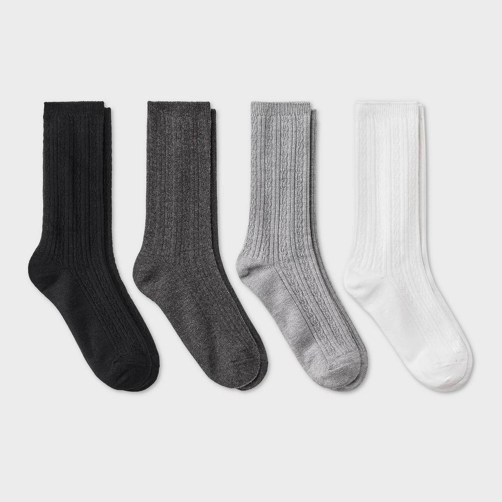 Womens Ultra Soft Everyday Cable 4pk Crew Socks - Auden 4-10 Product Image