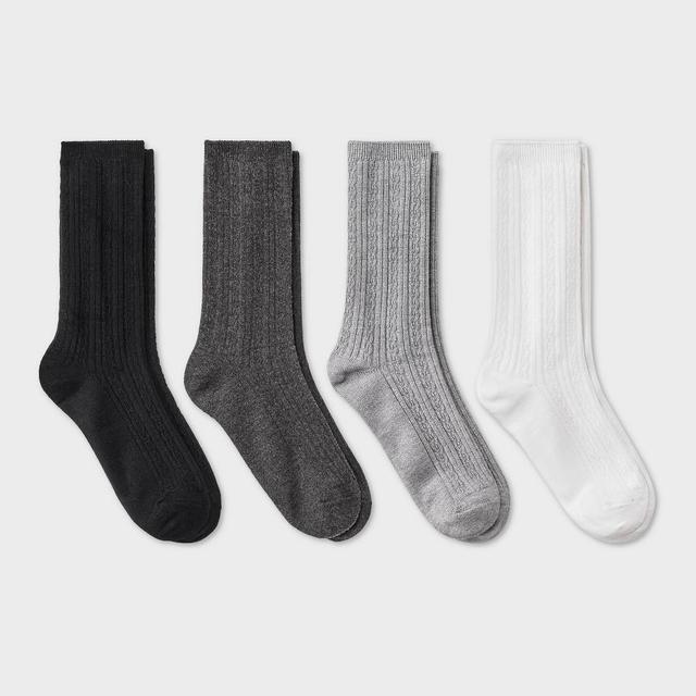 Womens Ultra Soft Everyday Cable 4pk Crew Socks - Auden 4-10 Product Image