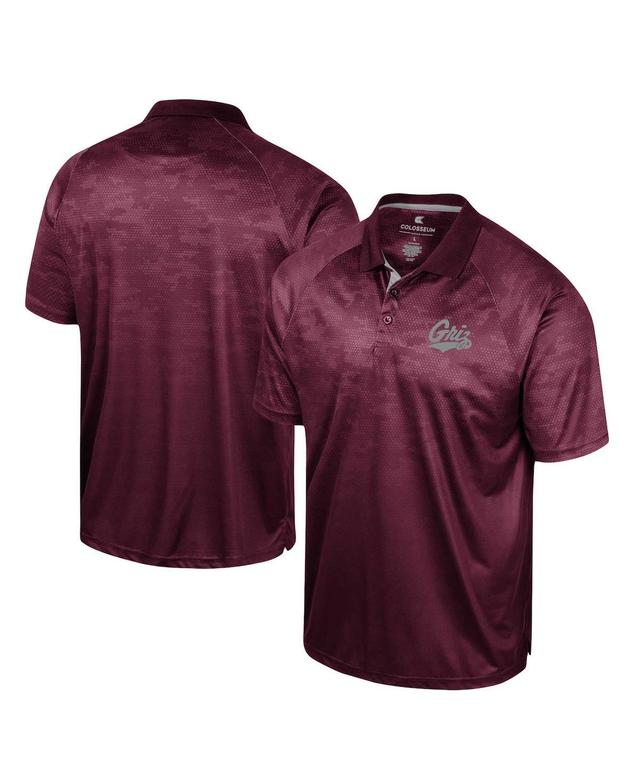 Mens Colosseum Maroon Montana Grizzlies Honeycomb Raglan Polo Product Image