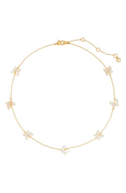 Womens Goldtone, Mother-Of-Pearl & Cubic Zirconia Butterfly Station Necklace Product Image