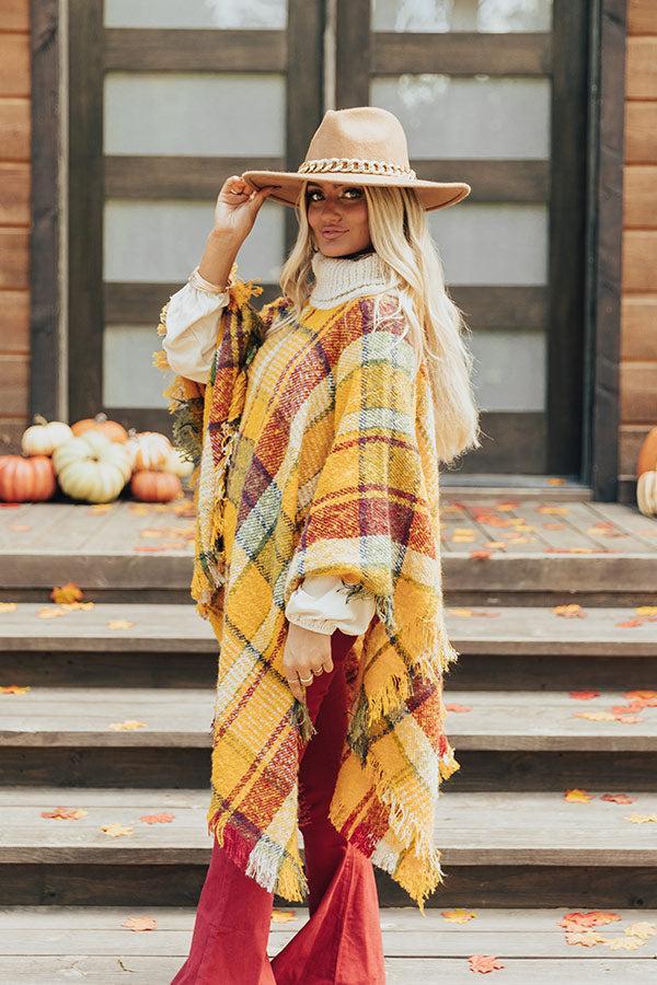 Pouring Cider Plaid Poncho Product Image