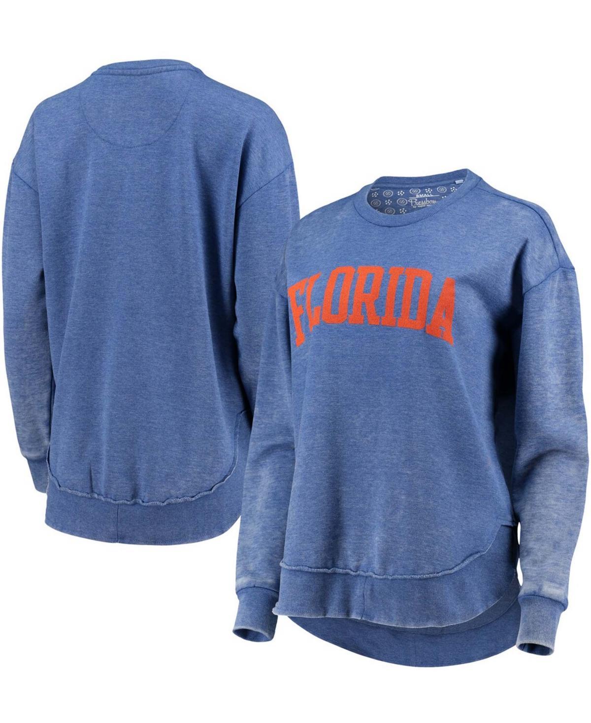 Womens Pressbox Royal Florida Gators Vintage Wash Pullover Sweatshirt Product Image