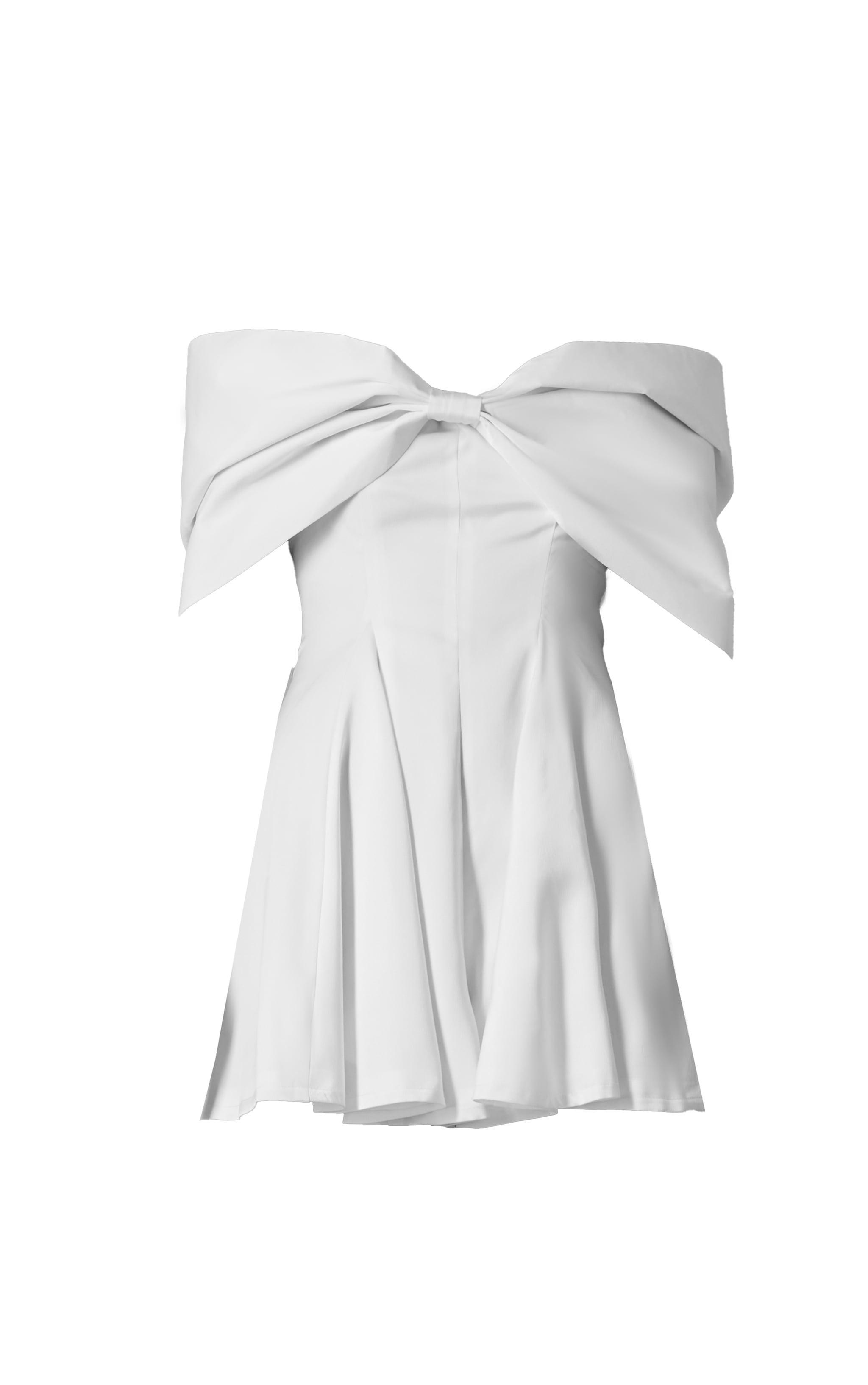 Premium White Satin Extreme Bow Detail Romper Product Image