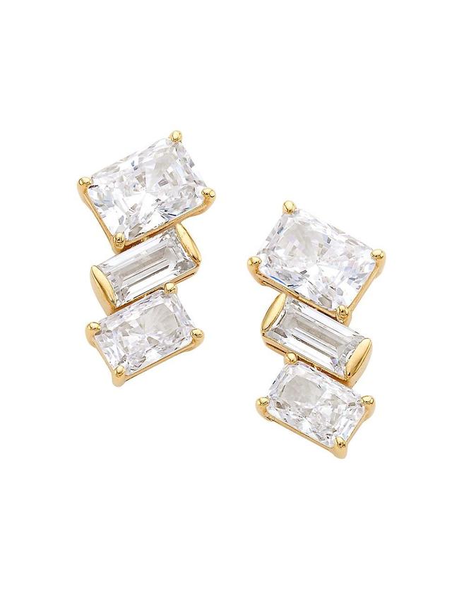 Womens Jazz 18K Gold-Plated & Cubic Zirconia Angled Stud Earrings Product Image