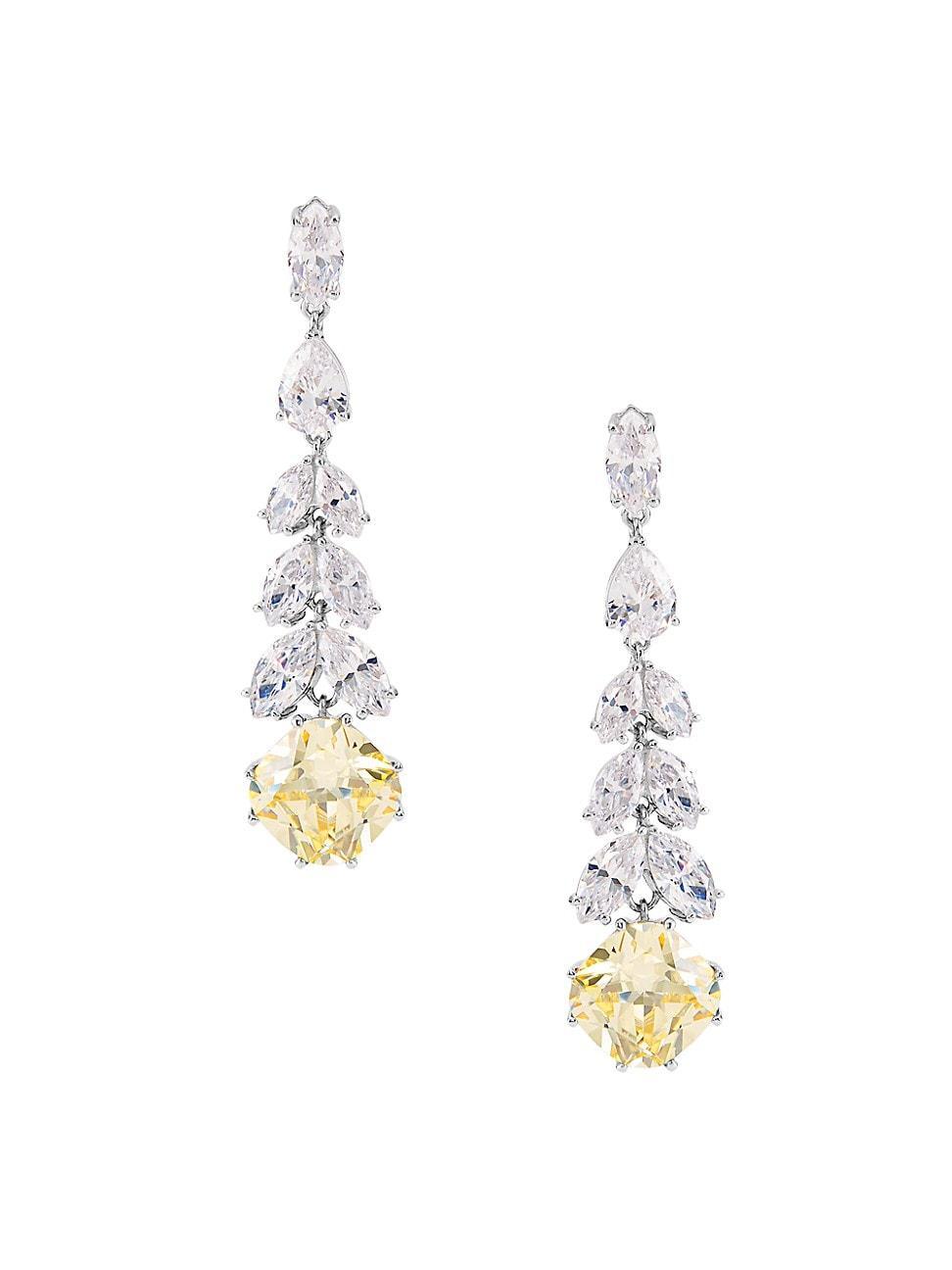 Womens Saffron Sterling Silver & Cubic Zirconia Drop Earrings Product Image