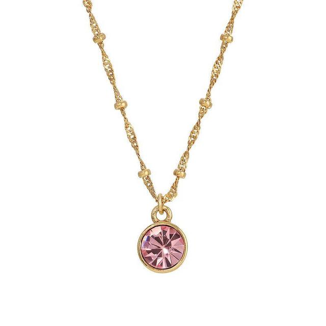 1928 Round Crystal Pendant Necklace, Womens, Pink Product Image