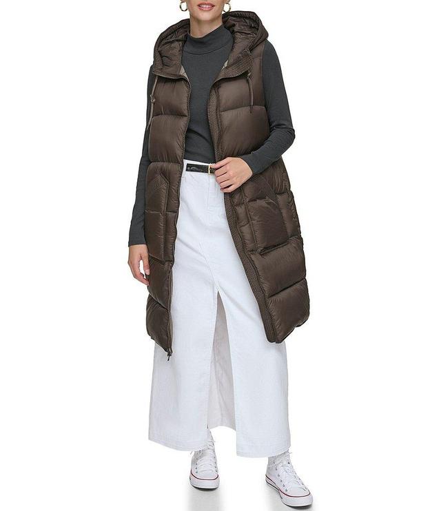 Andrew Marc Sport Quilted Faux Down Filled Hooded Long Puffer Vest Product Image