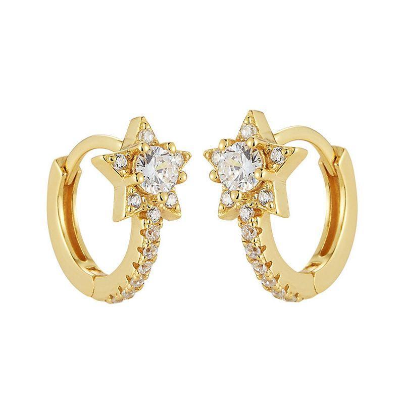 Sunkissed Sterling Cubic Zirconia Star Hoop Earrings, Womens, Gold Product Image