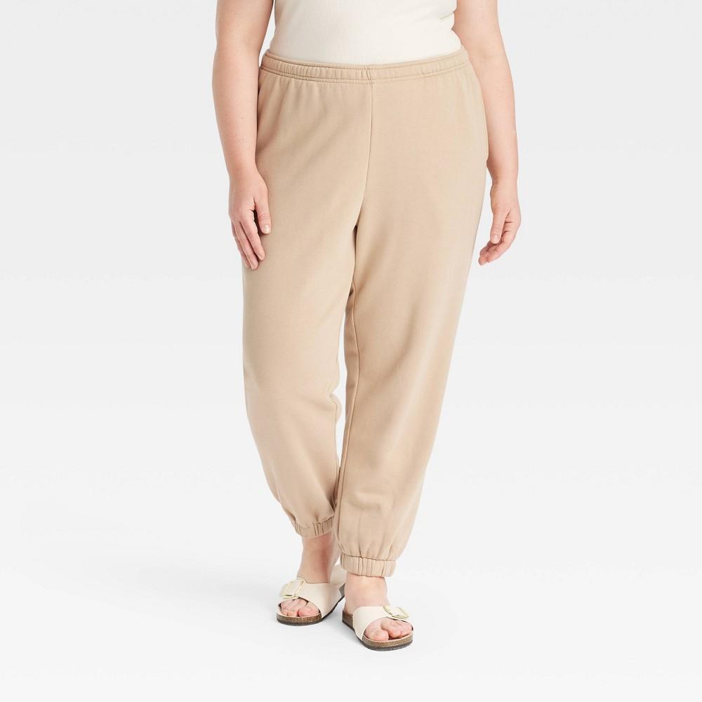 Womens Leisure Studio Mid-Rise Essential Joggers - Universal Thread Tan 3X Product Image