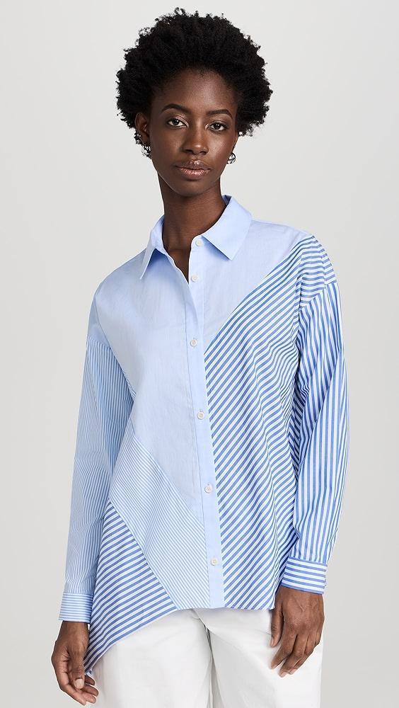 Naadam Cotton Asymmetrical Stripe Mix Shirt | Shopbop Product Image