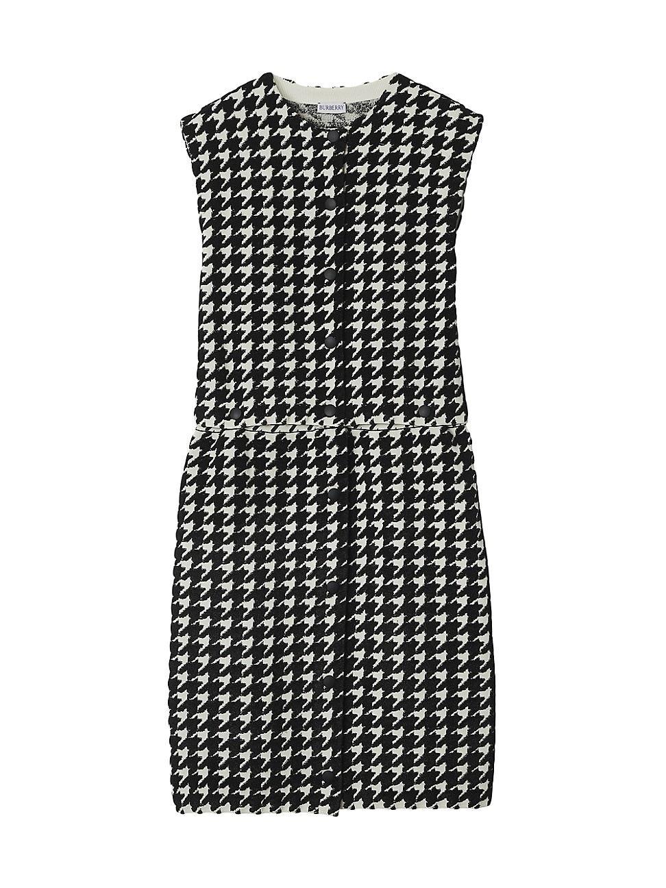 Houndstooth Button Sleeveless Dress Product Image