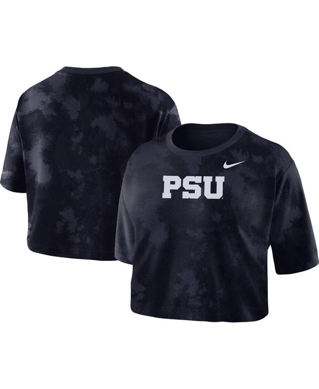 Womens Nike Navy Penn State Nittany Lions Tie-Dye Cropped T-shirt Product Image