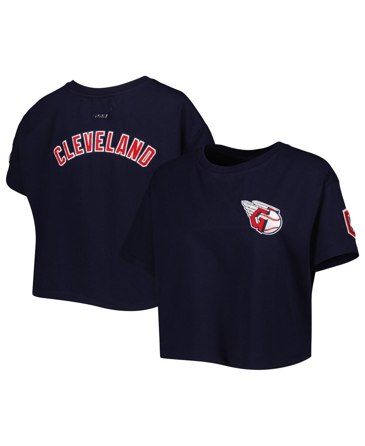 Womens Pro Standard Navy Cleveland Guardians Classic Team Boxy Cropped T-shirt Product Image