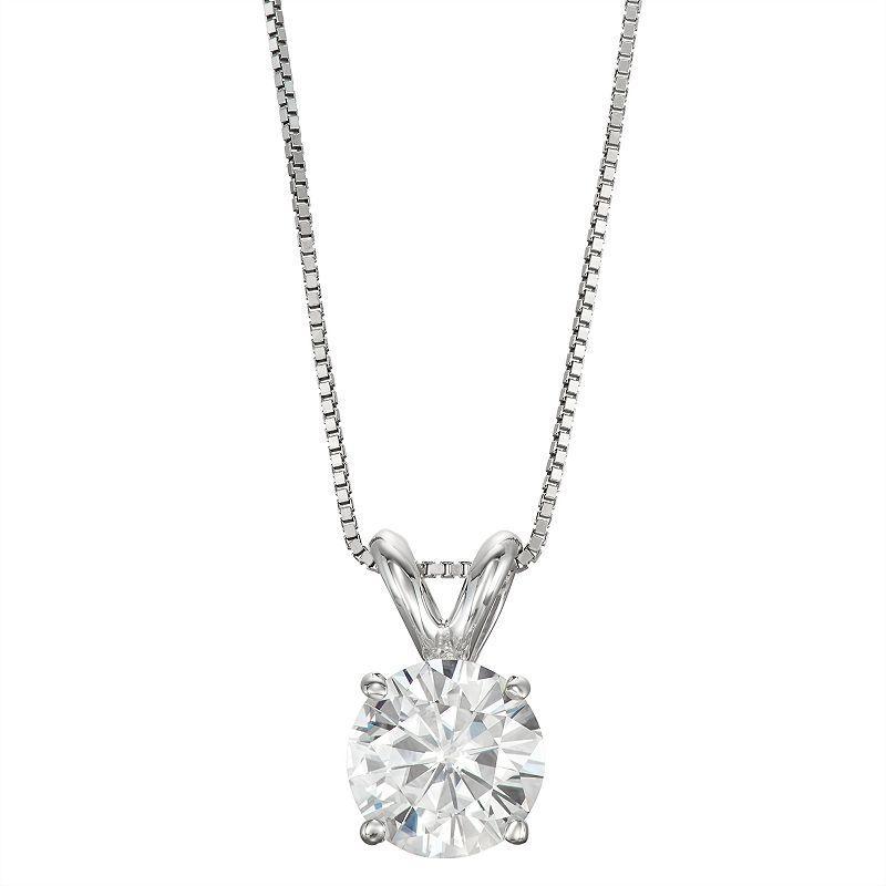 Moissanite Solitaire Pendant 1 2 Ct. T.W. 3 1 10 Ct T.W. Diamond Equivalent In 14k White Or Yellow Gold Product Image