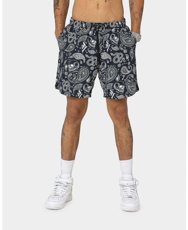 Saint Morta Mens Paisley Skulls Beach Shorts - Navy Product Image