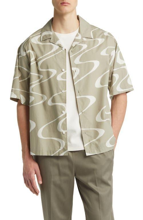 FRAME Abstract Wave Print Short Sleeve Button-Up Camp Shirt Product Image