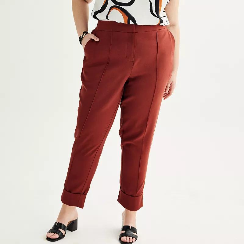 Plus Size Nine West Pintuck Roll Cuff Pants, Womens Product Image