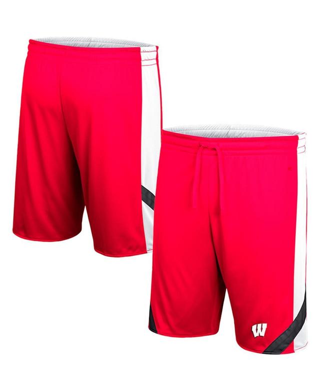 Mens Colosseum Red and White Wisconsin Badgers Am I Wrong Reversible Shorts - Red Product Image