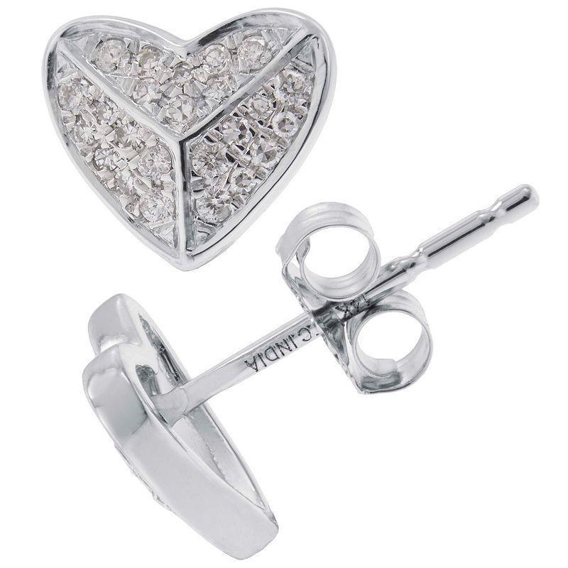 Belk & Co 1/6 Ct. T.w. Diamond Heart Stud Earrings In 14K White Gold Product Image