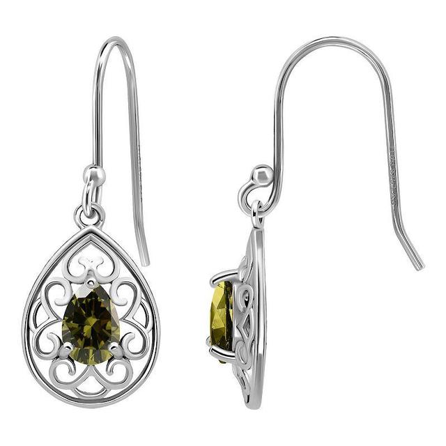 Aleure Precioso Sterling Silver Pear Shaped Gemstone Drop Earrings, Womens, Green Product Image