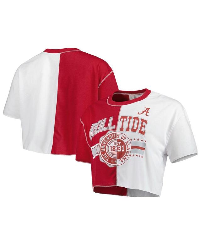 Womens ZooZatz Crimson/White Alabama Crimson Tide Colorblock Cropped T-Shirt Product Image