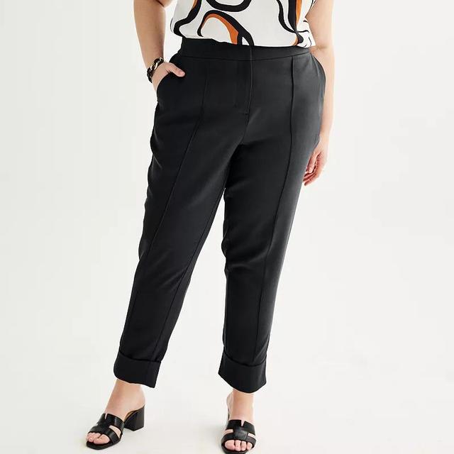 Plus Size Nine West Pintuck Roll Cuff Pants, Womens Product Image