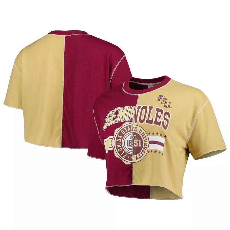 Womens ZooZatz Maroon/Gold Florida State Seminoles Colorblock Cropped T-Shirt Product Image