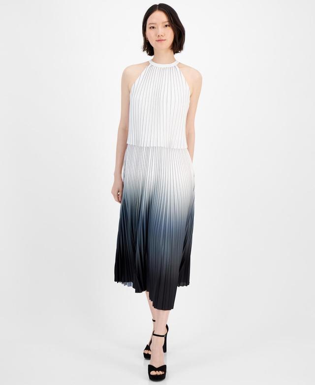 T Tahari Womens Ombre Pleated Midi Dress Product Image