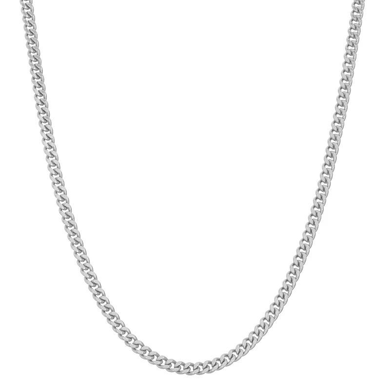 Sterling Silver Adjustable Curb Chain Necklace, Womens Product Image