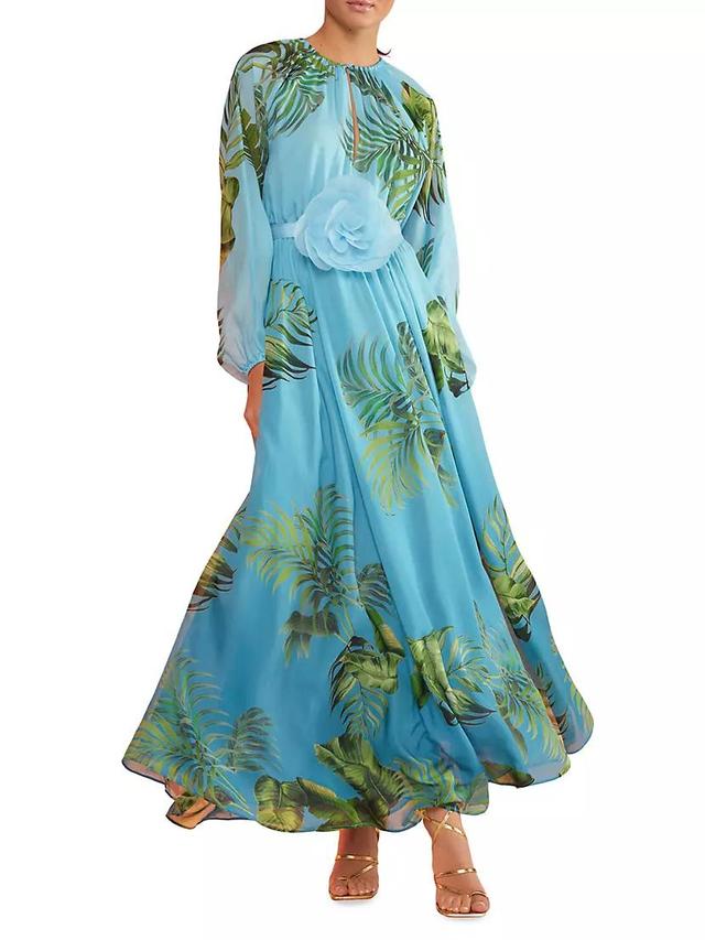 Tropical-Print Chiffon Gown Product Image