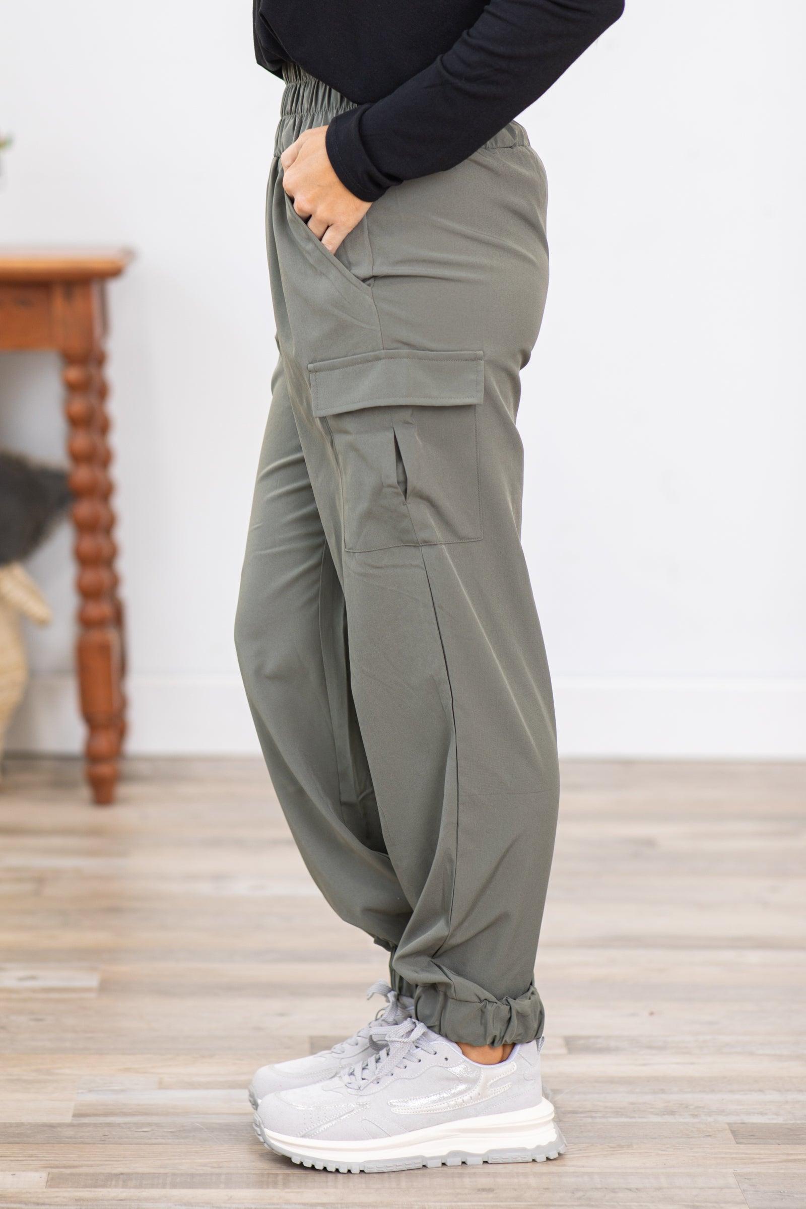 Olive High Waist Cargo Pocket Active Joggers Product Image