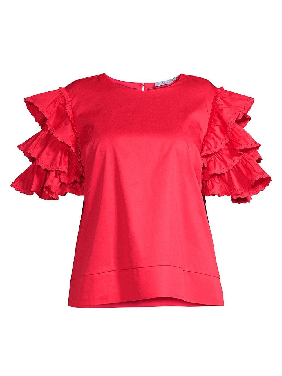 Womens Plus Size Juliette Ruffled Cotton Blouse Product Image