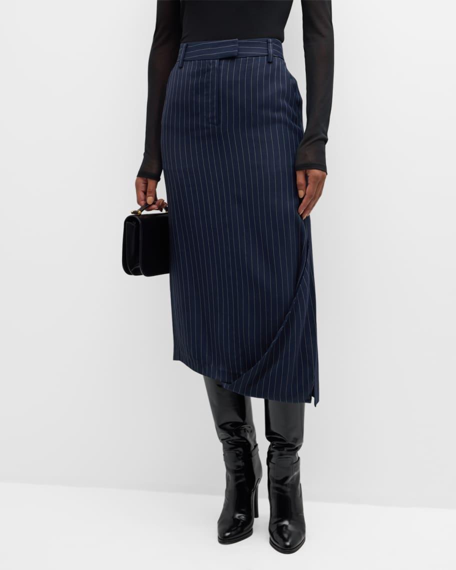 Pinstripe Asymmetric Midi Skirt product image